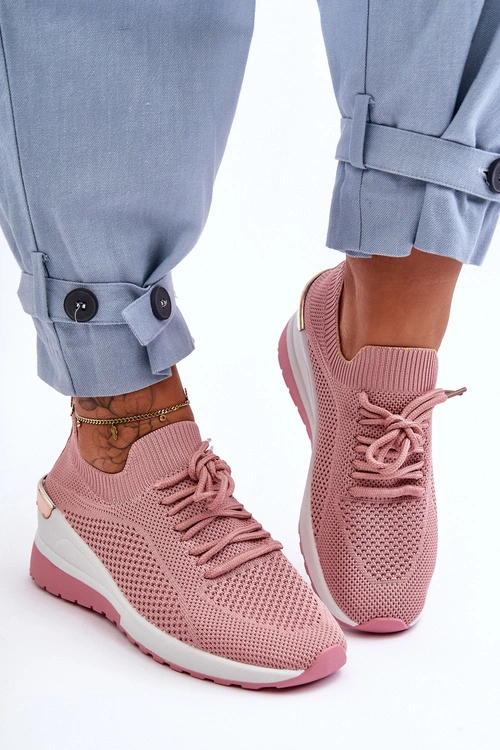 Materiałowe Wsuwane Buty Sportowe Na Koturnie Różowe Visconti