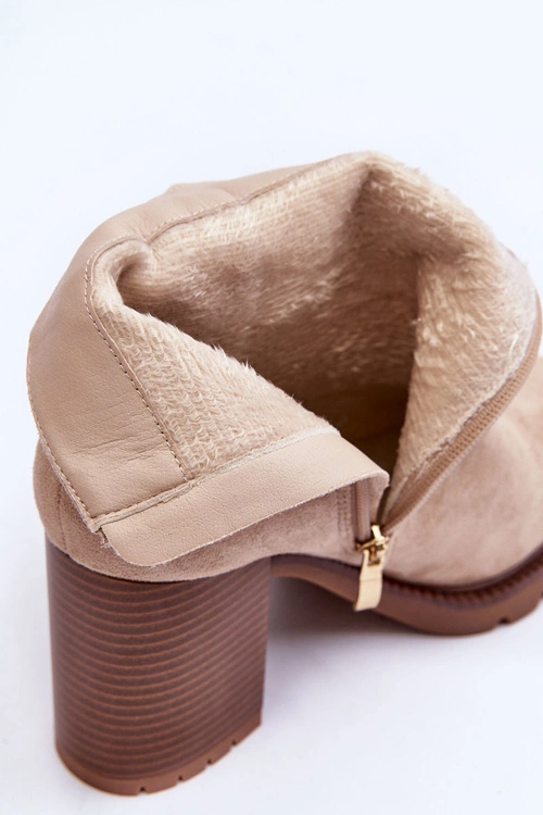 Zamszowe Botki Na Obcasie Beżowe Makeline