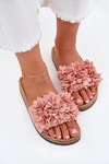 Klapki Damskie Na Korkowej Podeszwie Z Kwiatkami Różowe Ferenza