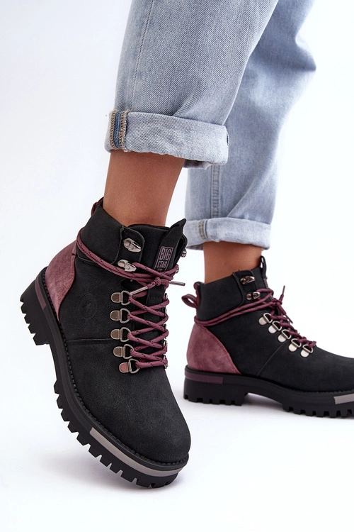 Trapery Sznurowane Czarne Big Star MM274318