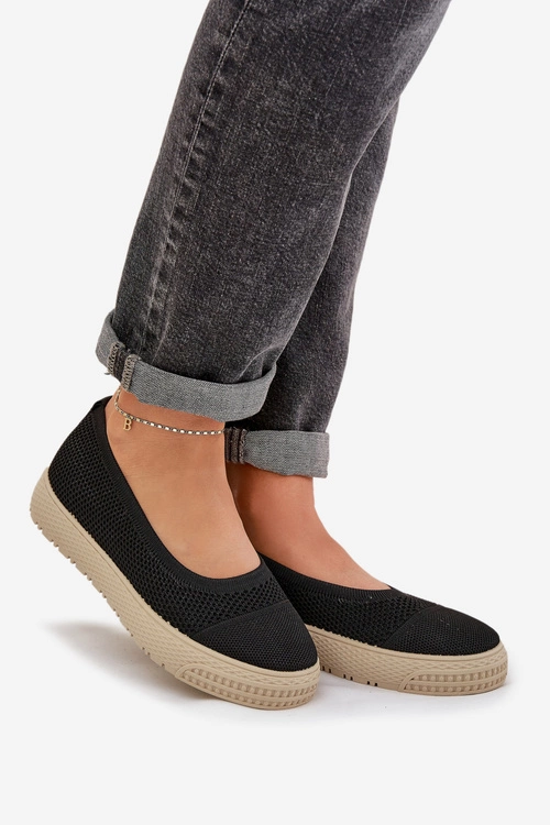 Damskie Tenisówki Slip-on Na Platformie Czarne Pimadea