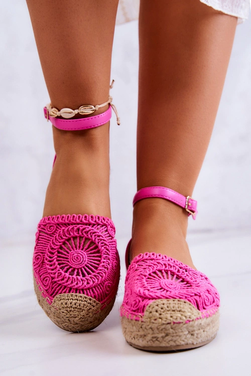 Damskie Espadryle Na Plecionej Platformie Fuksja Calise