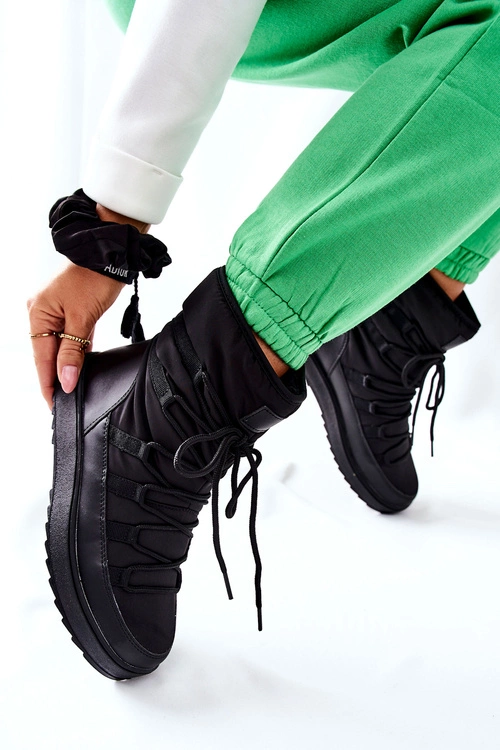 Damskie Śniegowce Ocieplane Czarne Cironeus