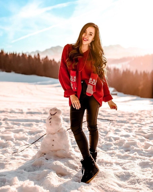 Damskie Botki Śniegowce Ocieplane Futerkiem Czarne Veme