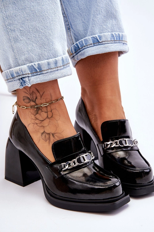 Wygodne Czółenka Na Masywnym Obcasie Czarne Julien