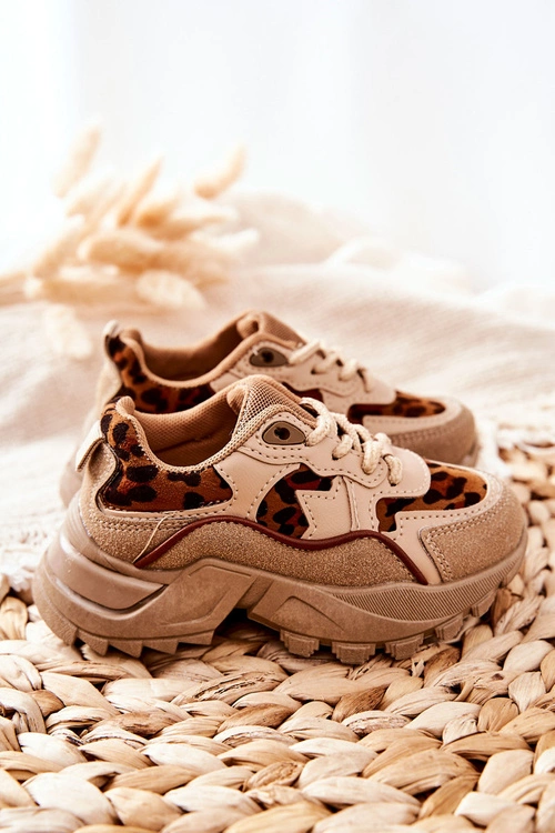 Dziecięce Sportowe Buty Sneakersy Beżowo-Brązowe Nila