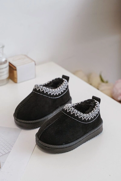 Śniegowce Botki Dziecięce Na Platformie Ocieplane Futerkiem Czarne Vilabria