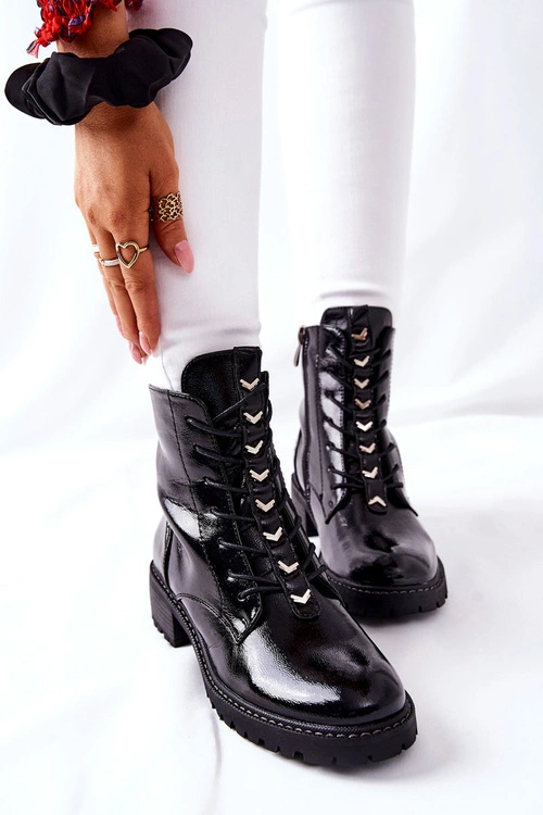 Botki Damskie Lakierowane Czarne Myroe