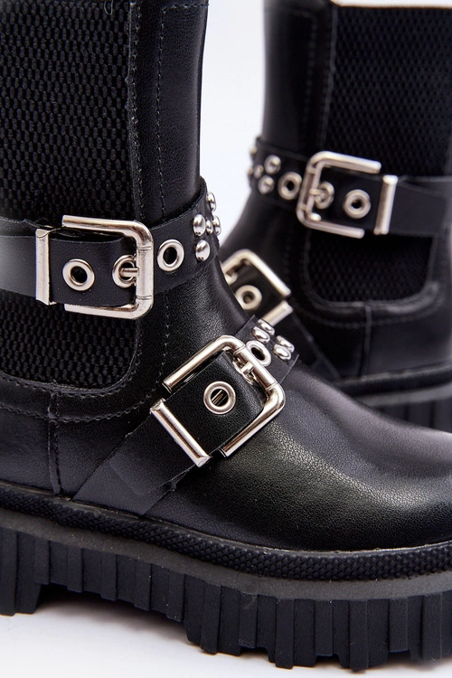 Botki Sztyblety Na Suwak Dziewczęce Czarne Adeneia