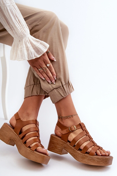 Zazoo 40410 Skórzane Sandały Damskie Brązowe