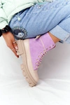 Zamszowe Botki Workery Lewski Shoes 3007-0 Fioletowe