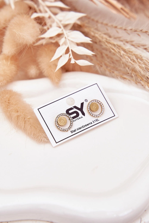 Kolczyki Ze Stali Nierdzewnej Kółka Z Cyrkoniami Złote