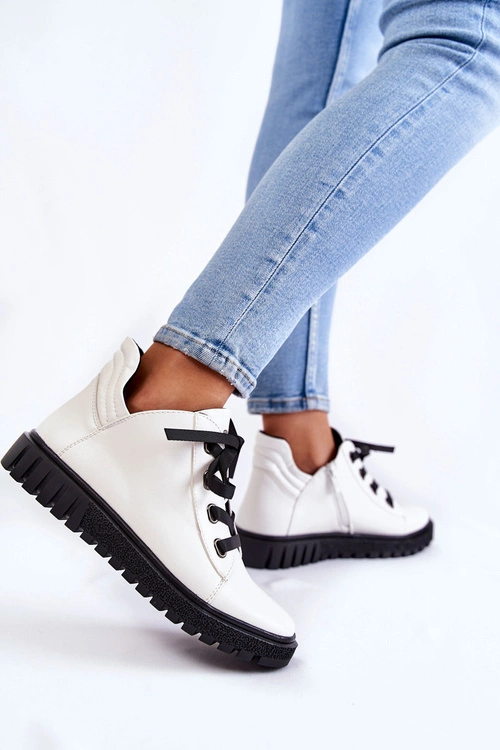 Skórzane Półbuty Sergio Leone PB210 Białe