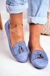 Mokasyny Damskie Niebieskie Lordsy Frędzle Therese