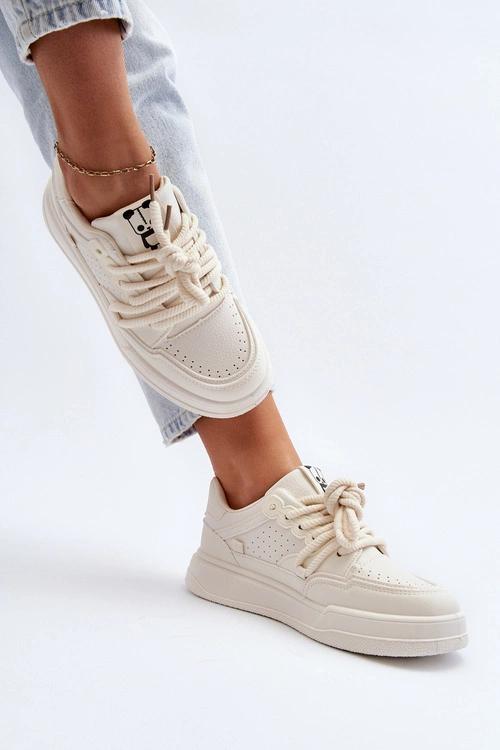 Damskie Sneakersy Eko Skórzane Beżowe Avanalis