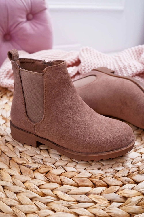 Młodzieżowe Botki z Płaski Obcas Khaki Mergolo