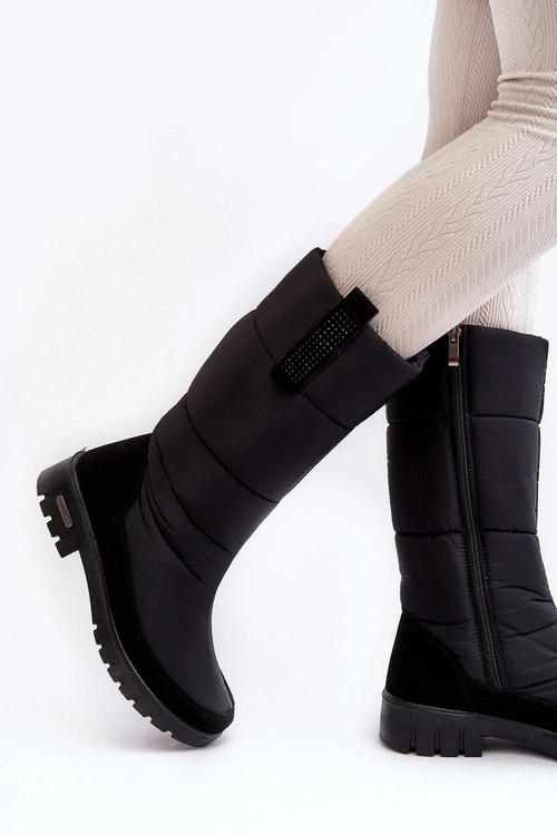 Damskie Ocieplane Śniegowce Progress PROGJ-22-136 Czarne