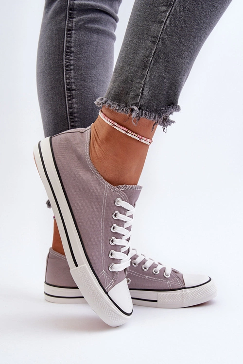 Trampki Damskie Klasyczne Niskie Szare Caelira