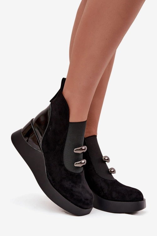 Botki Damskie Na Koturnie D&A MR52-106 Czarne