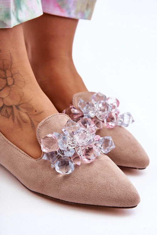 Damskie Mokasyny Z Ozdobami Na Płaskim Obcasie Ciemnobeżowe Sloane