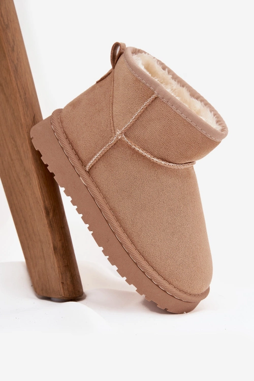 Śniegowce Dziecięce Młodzieżowe Ocieplane Futerkiem Beżowe Mireya