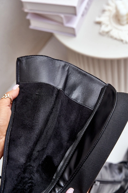 Ocieplane Kozaki Przed Kolano Z Klamrą Na Zamek Czarne Seavella