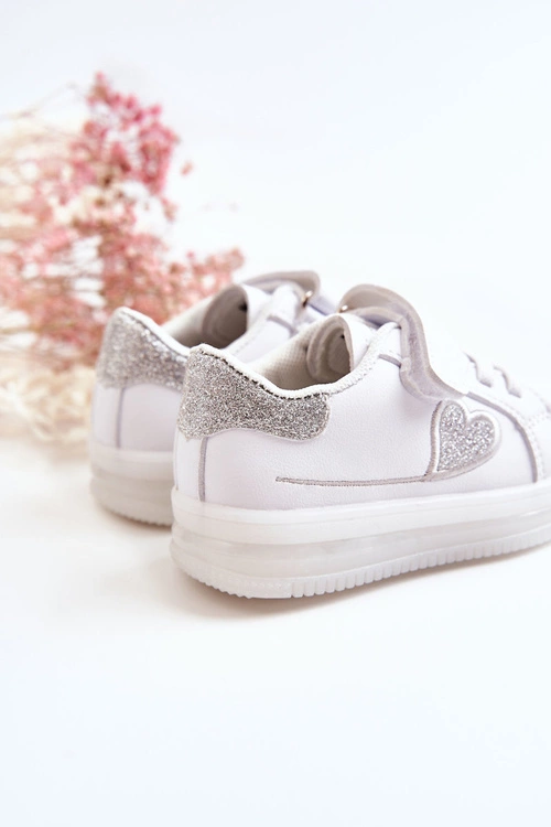 Dziecięce Skórzane Buty Sportowe Na Rzep Białe Baylene