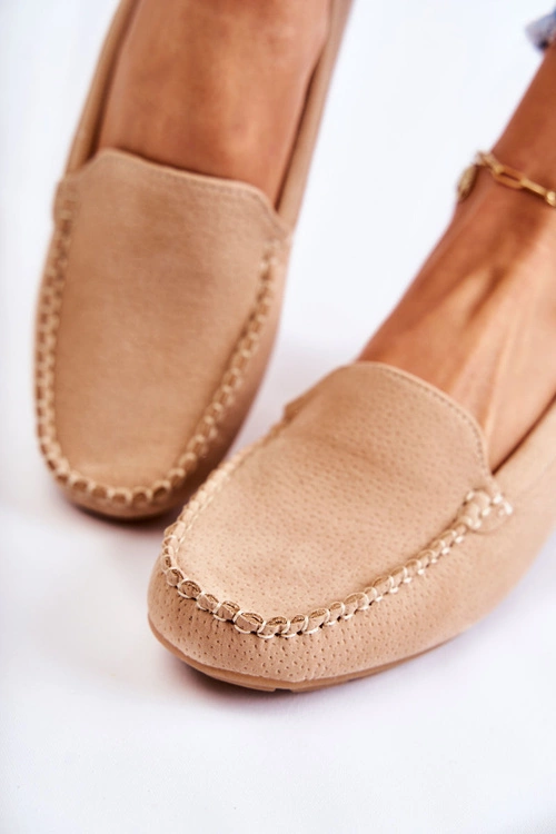 Zamszowe Mokasyny Damskie Beżowe Millare