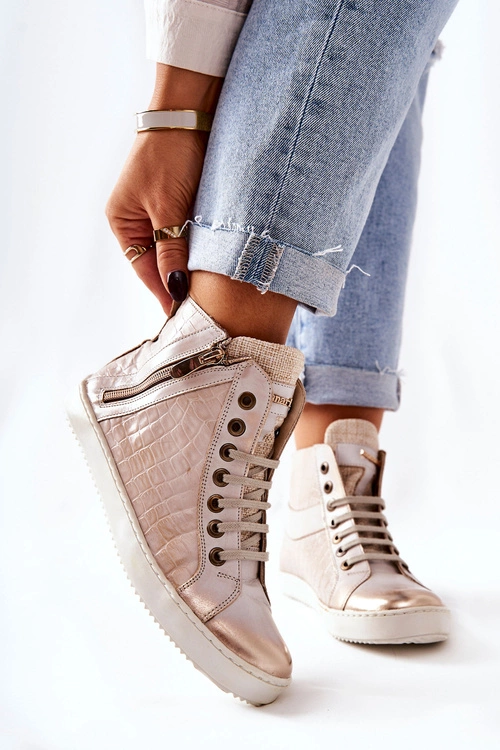 Wysokie Trampki Na Suwak Monnari 0630-M15 Beżowe