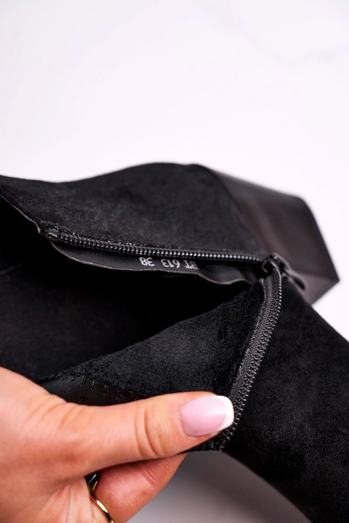 Botki Damskie Na Obcasie Sergio Leone Zamszowe Czarne BT613