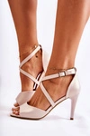 Modne Sandały Na Szpilce Perłowy Beż Loressa