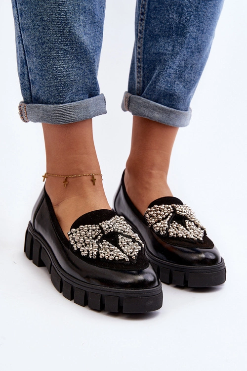 Lakierowane Mokasyny Damskie Laura Messi 2785 Czarne