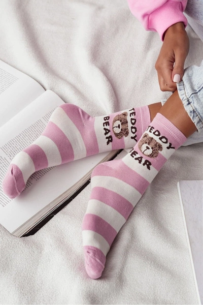 Skarpetki Młodzieżowe TEDDY BEAR Różowe