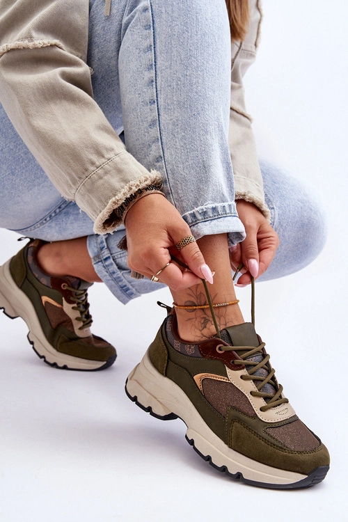 Sznurowane Buty Sportowe Na Platformie Zielone Escape