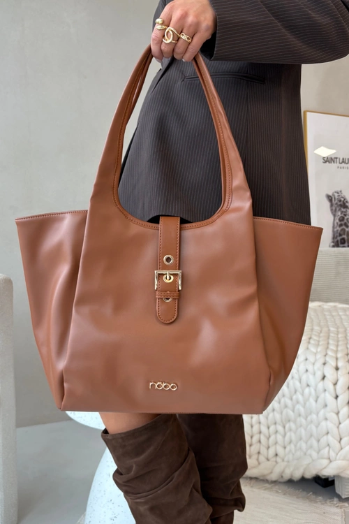Torebka Shopperka Z Klamrą NOBO BAG6010-017 Jasnobrązowa