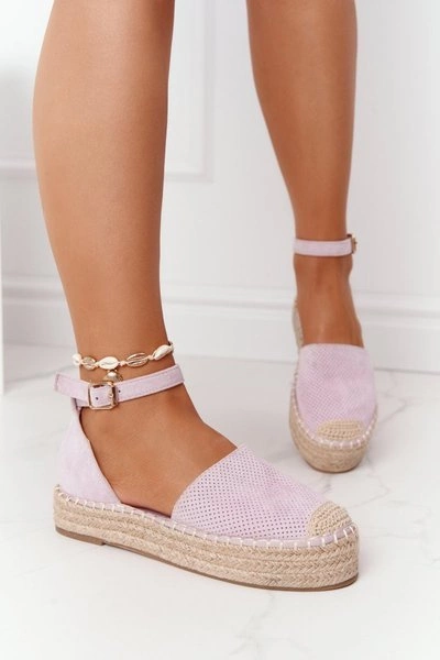Espadryle Na Słomkowej Platformie Fioletowe Bali