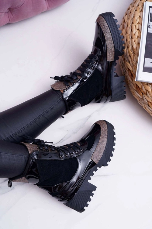 Damskie Botki Wysokie Czarne Trapery Havok