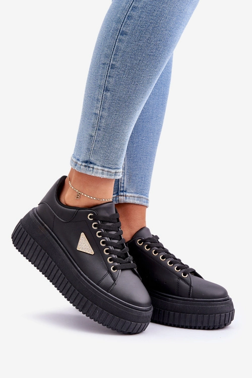 Stylowe Sneakersy Na Masywnej Platformie Czarne Vallexia
