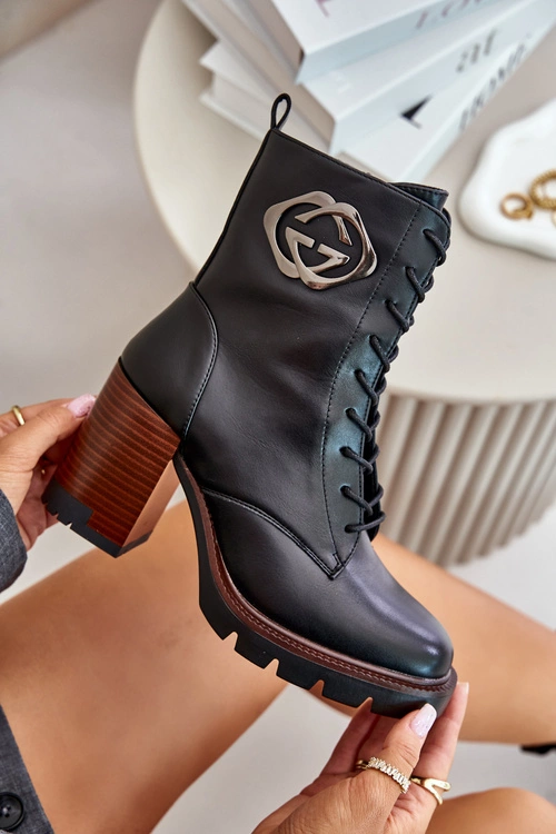 Ocieplane Botki Damskie Na Słupku Vinceza 58359 Czarne