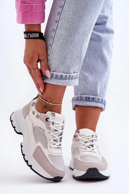 Sznurowane Buty Sportowe Na Platformie Białe Escape