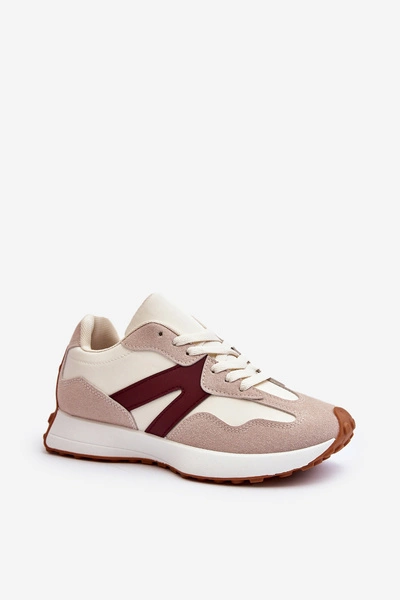 Buty Sportowe Damskie Beżowo-Bordowe Chloette
