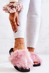 Klapki Z Futerkiem Gumowe Różowe Pollie