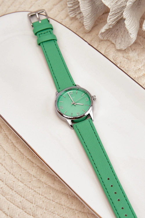 Damski Zegarek Na Eko Skórzanym Pasku Zielony Ernest E62177