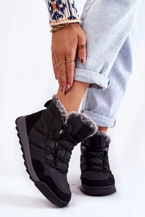 Damskie Ocieplane Śniegowce Cross Jeans KK2R4016C Czarne