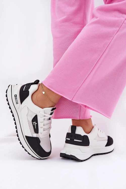 Buty Sportowe Damskie Na Platformie Big Star RR274A223 HI-POLY SYSTEM Biało-Czarne