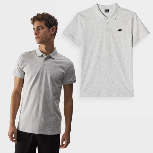 Męska Koszulka Polo Regular Z Logo 4F 4FWMM00TPTSM316-27M Szara