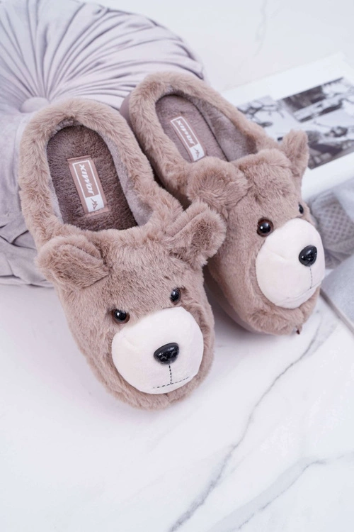 Papcie Damskie Z Futerkiem Miś Brązowe Bear