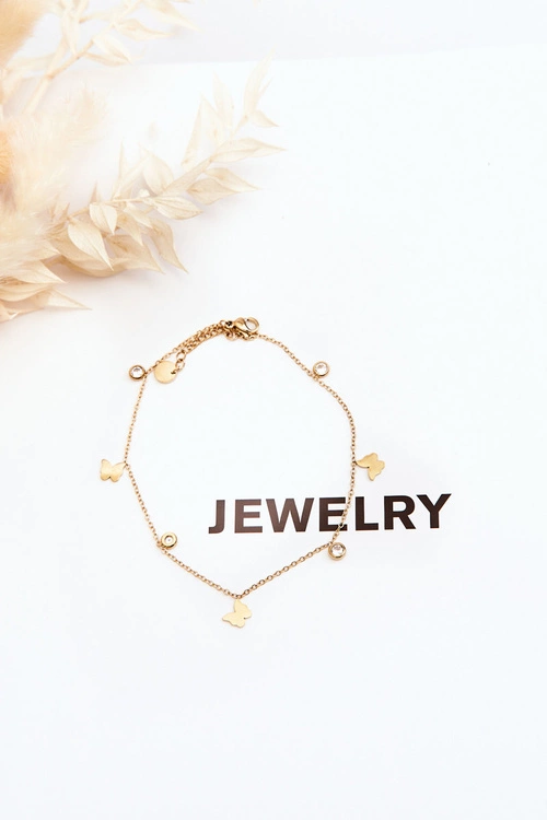 Bransoletka Na Nogę Z Motylami Złota