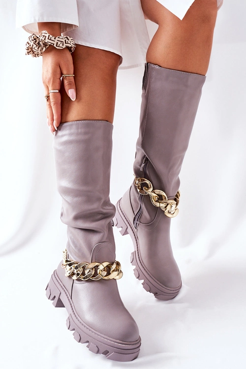 Wysokie Szare Kozaki Cecina