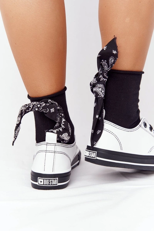 Damskie Skórzane Trampki BIG STAR HH274147 Biało-Czarne